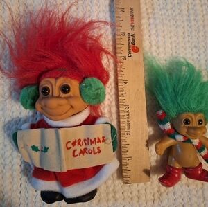 Russ Christmas Troll Dolls with Red and Green Hair